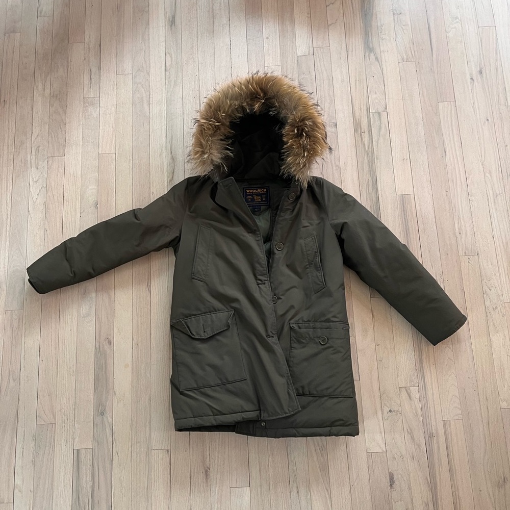 Woolrich women’s parka, olive, brand new